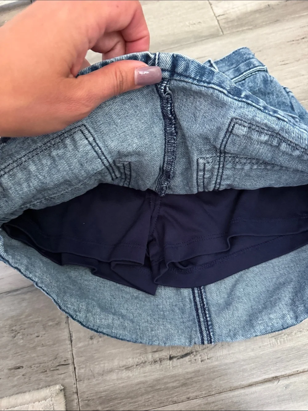 Denim Cargo Mini Skirt with Belt - Blue